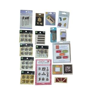 Lot of Making Memories Metal Brads Words Charms Plaque Shapes Corners